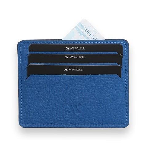 My Valice Unisex Hakiki Deri Cüzdan ve Kartlık 1817 Saks Mavi