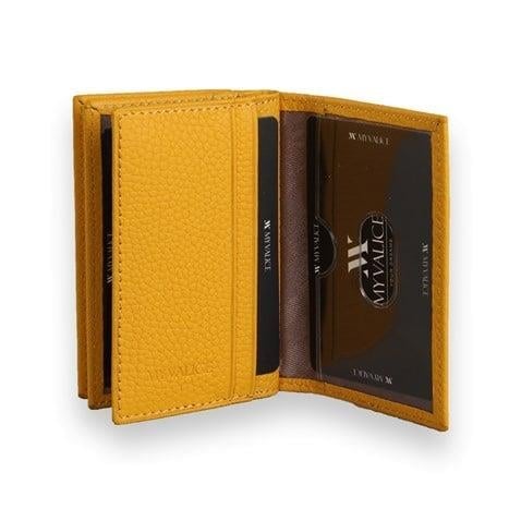 My Valice Unisex Hakiki Deri Cüzdan ve Kartlık 1818 Sarı