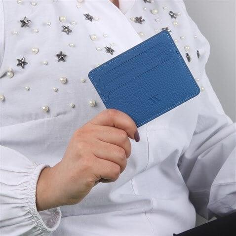 My Valice Unisex Hakiki Deri Cüzdan ve Kartlık 1817 Saks Mavi