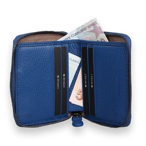 My Valice Unisex Hakiki Deri Cüzdan ve Kartlık 1816 Saks Mavi