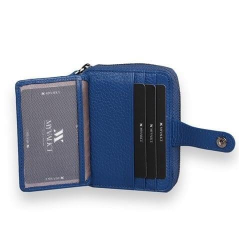 My Valice Unisex Hakiki Deri Cüzdan ve Kartlık 1816 Saks Mavi
