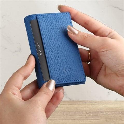 My Valice Unisex Hakiki Deri Cüzdan ve Kartlık 1818 Saks Mavi