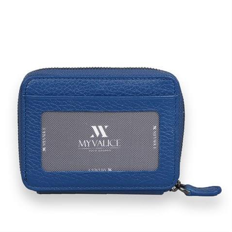 My Valice Unisex Hakiki Deri Cüzdan ve Kartlık 1816 Saks Mavi