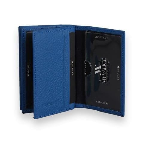 My Valice Unisex Hakiki Deri Cüzdan ve Kartlık 1818 Saks Mavi