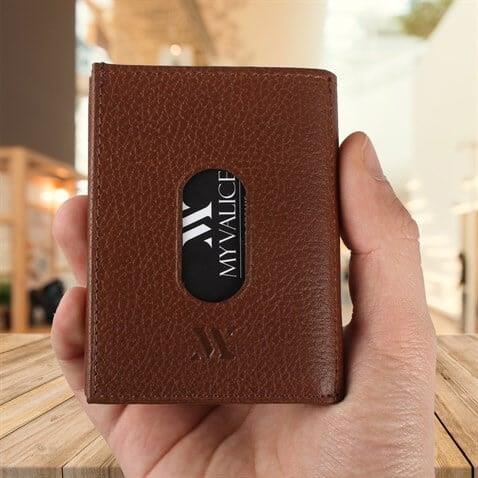 My Valice Unisex Hakiki Deri Cüzdan ve Kartlık 1819 Taba