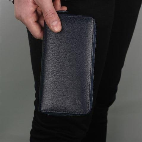 My Valice Unisex Telefon Bölmeli Hakiki  Deri Cüzdan ve Kartlık 1821 Lacivert