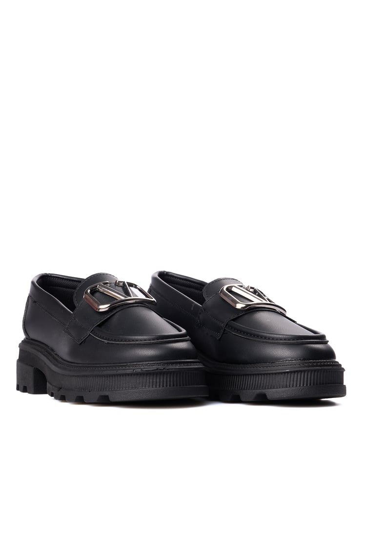 Nene 2460 Siyah Kadın Loafer Ayakkabı