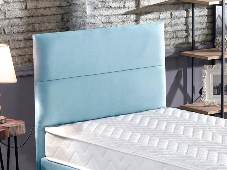 Niron Cozy 100x200 Tek Kişilik Yatak Seti - Mavi Kumaş Baza, Başlık ve Yatak Takımı