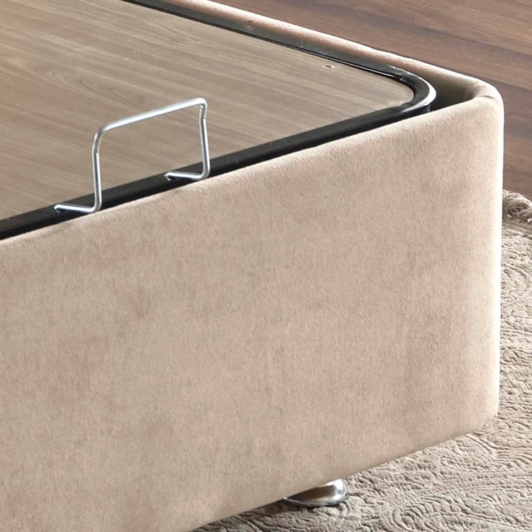 Niron Ela Baza -140x190 cm Çift Kişilik Sandıklı Sütlü Kahve Kumaş Baza Silinebilir Soho Kumaş