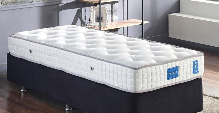 Niron Juliette 80x180 cm Tek Kişilik Yatak Baza Başlık Takımı - Siyah Kumaş Lüks Yatak Seti
