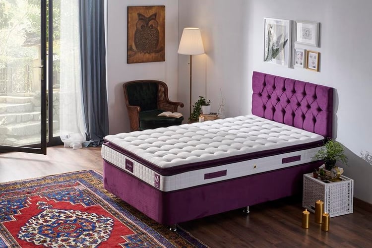 Niron Purple 120x200 Tek Kişilik Pedli Yatak Full Ortopedik Yaylı Yatak