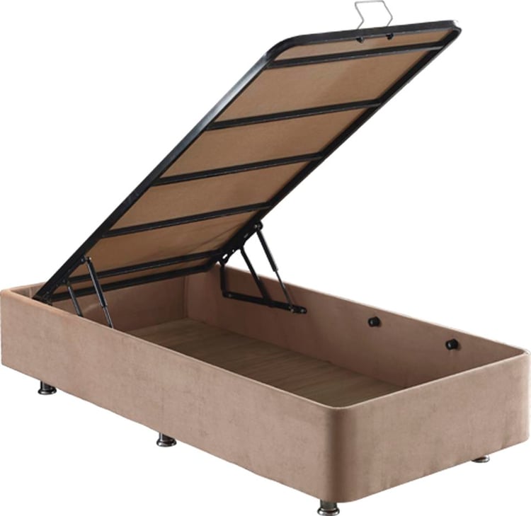 Niron Rama Baza ve Başlık Seti 100x200 cm Tek Kişilik Sütlü Kahve Kumaş Baza ve Başlığı Soho Kumaş