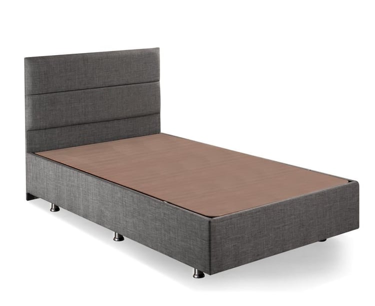 Niron Silver Baza ve Başlık Seti 120x200 cm Tek Kişilik Kaydırmaz Kumaşlı Gri Keten Baza ve Başlığı