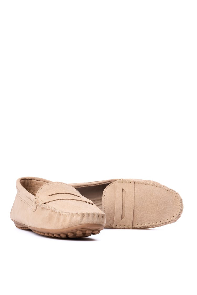 Oflaz 1329Y 101 Bej Bayan Derı Loafer Ayakkabı