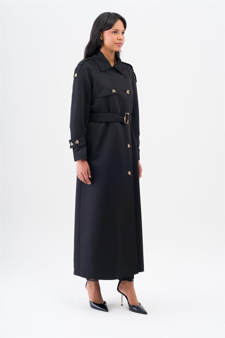 Olcay 6538 1001 Siyah Kadın Polyester Trençkot