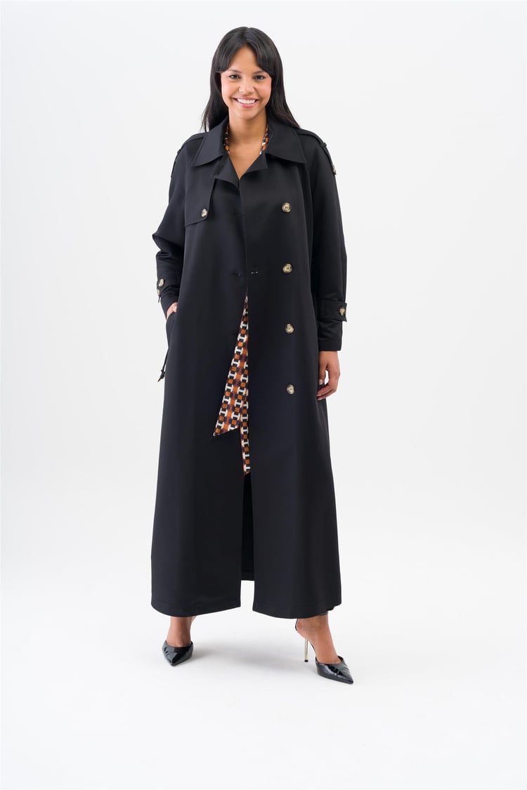 Olcay 6538 1001 Siyah Kadın Polyester Trençkot