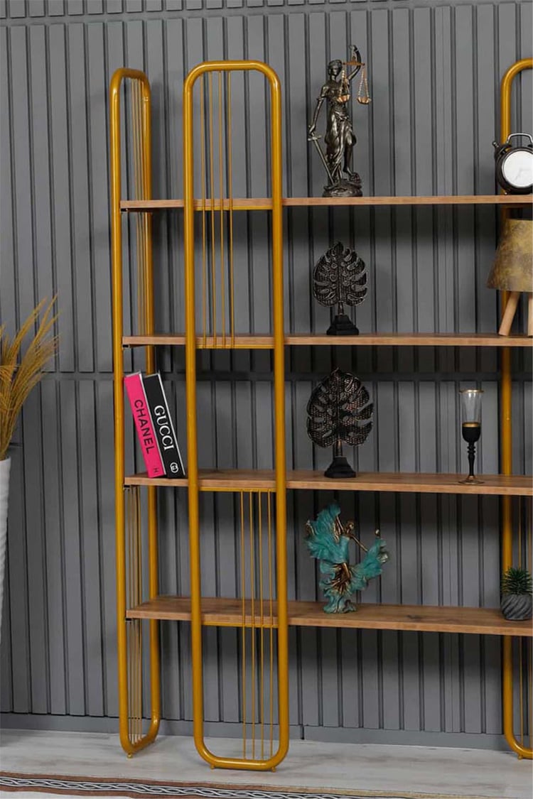 Pafu Sierra Gold Kitaplık - Gold Ahşap