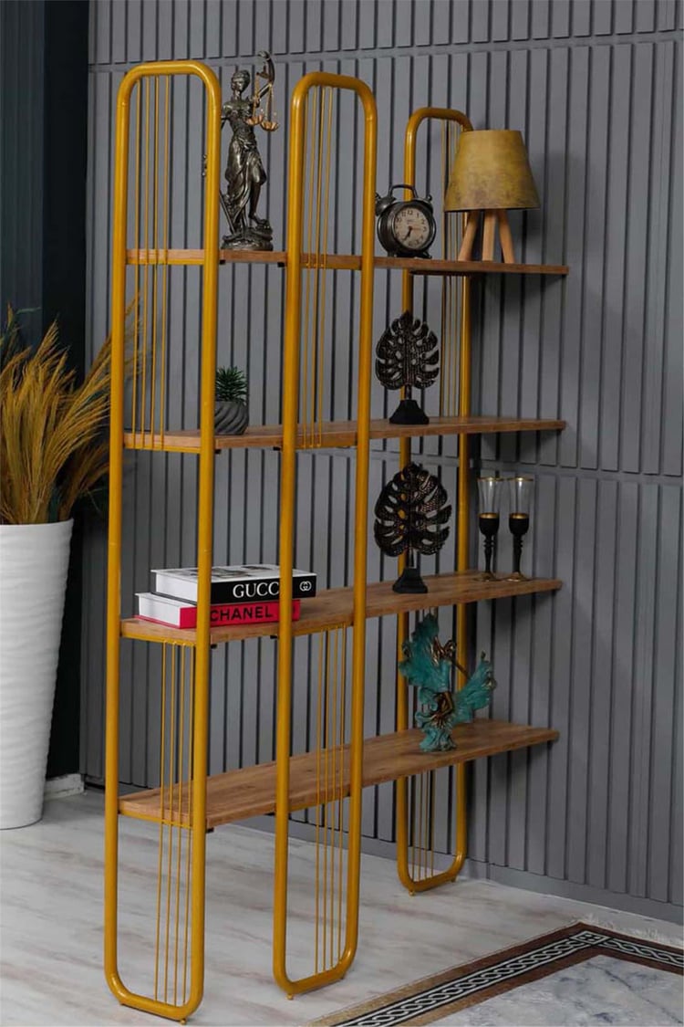 Pafu Sierra Gold Kitaplık - Gold Ahşap