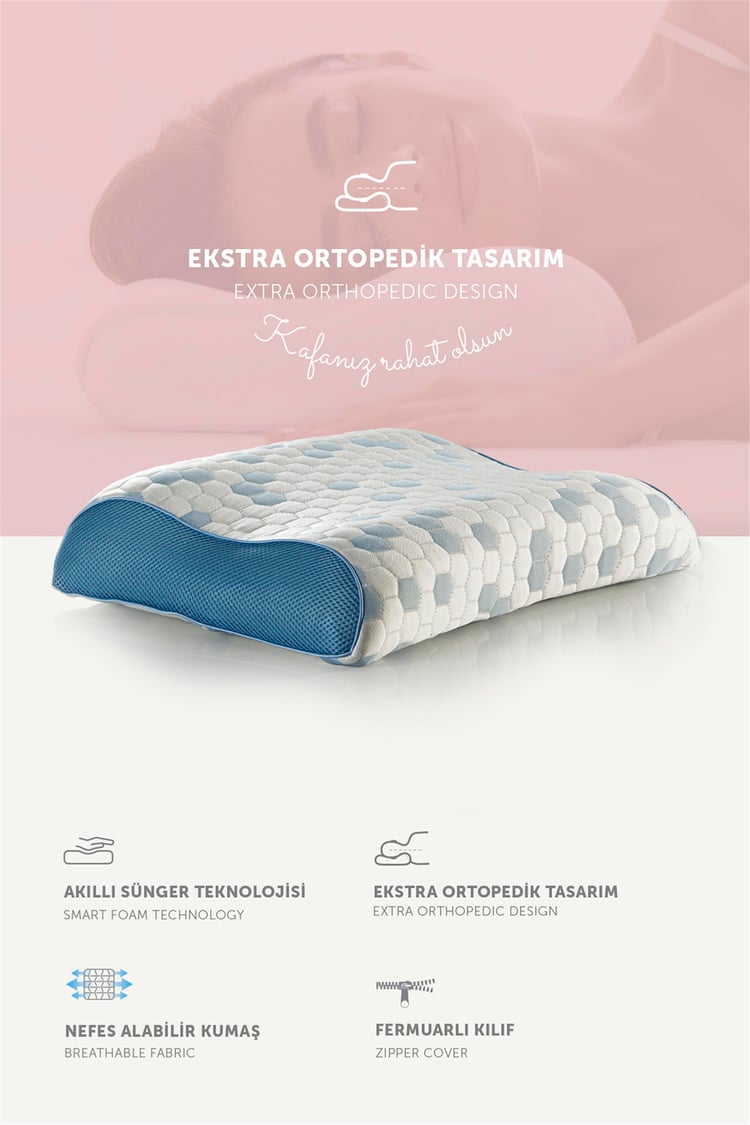 Pafu Visco Çift Boyun Destekli  Kumaşlı (Cooler) Ortopedik Yastık