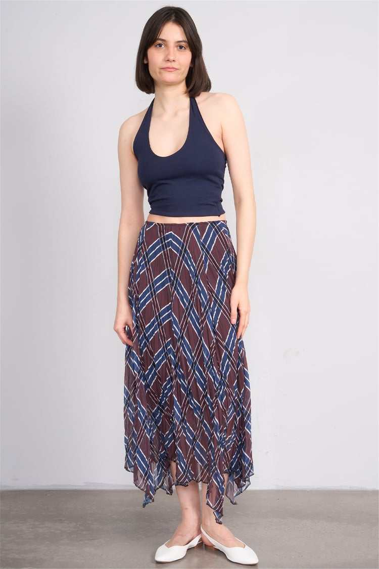 Patara Y26 7091 Kahverengi Kadın Şifon Etek S-Xxl