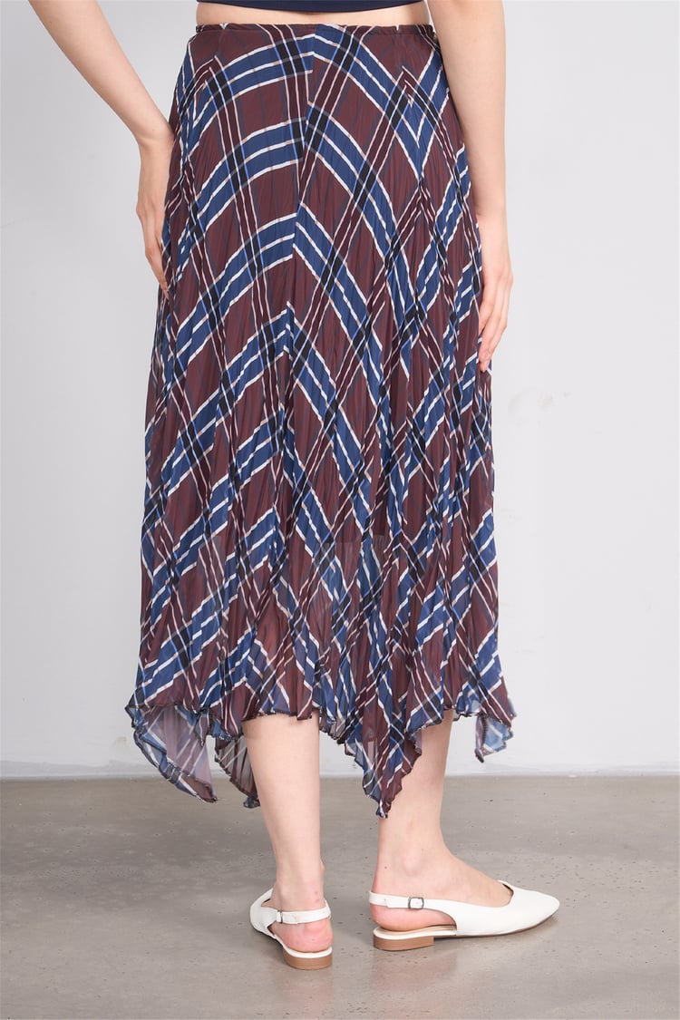 Patara Y26 7091 Kahverengi Kadın Şifon Etek S-Xxl