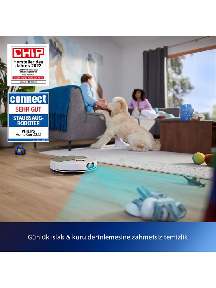Philips HomeRun 7000 Serisi Aqua XU7000/02 Beyaz Gold Akıllı Robot Süpürge