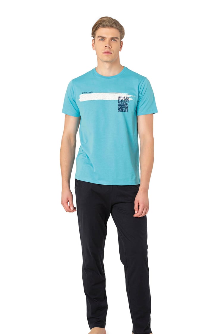 Pierre Cardin Y25 6077 Mavi Erkek Penye Pijama Takımı