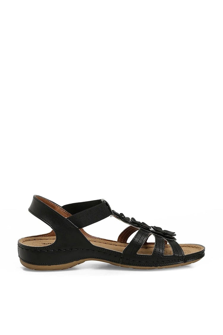 Polarıs A10225094812010 6M 157362.Z6Fx Sıyah Kadın Geleneksel Comfort Duz Sandalet