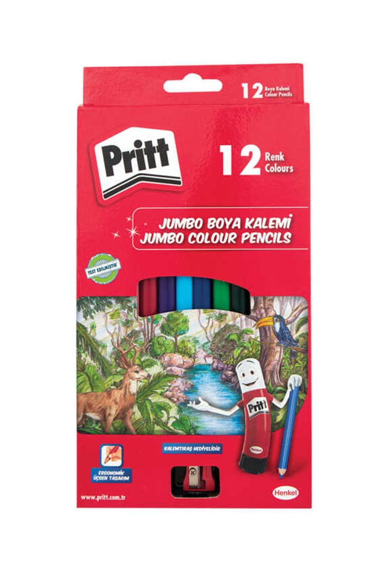 Pritt 12 Renk Jumbo Üçgen Kuru Boya