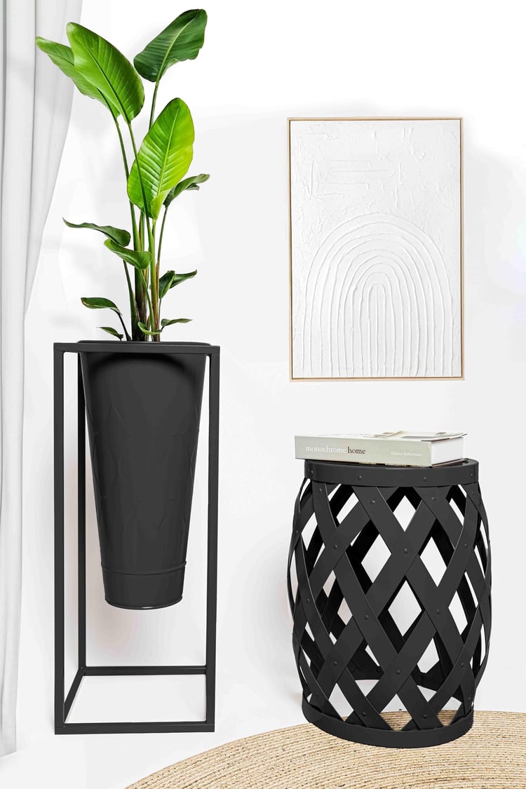 Prizma Tabure Yan Sehpa Siyah 50x35 cm