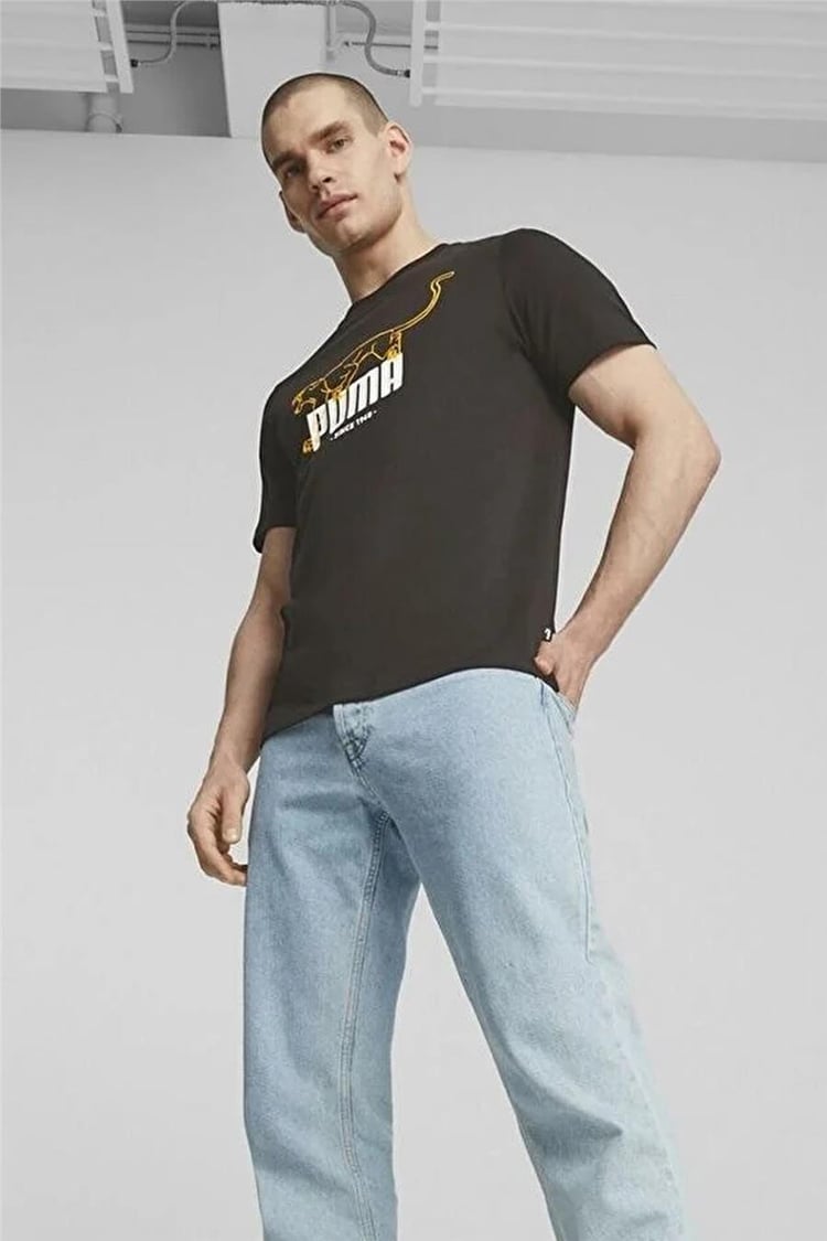 Puma 677190 01 Graphıcs Anımal Tee Puma Black Yetişkin Erkek T-shirt