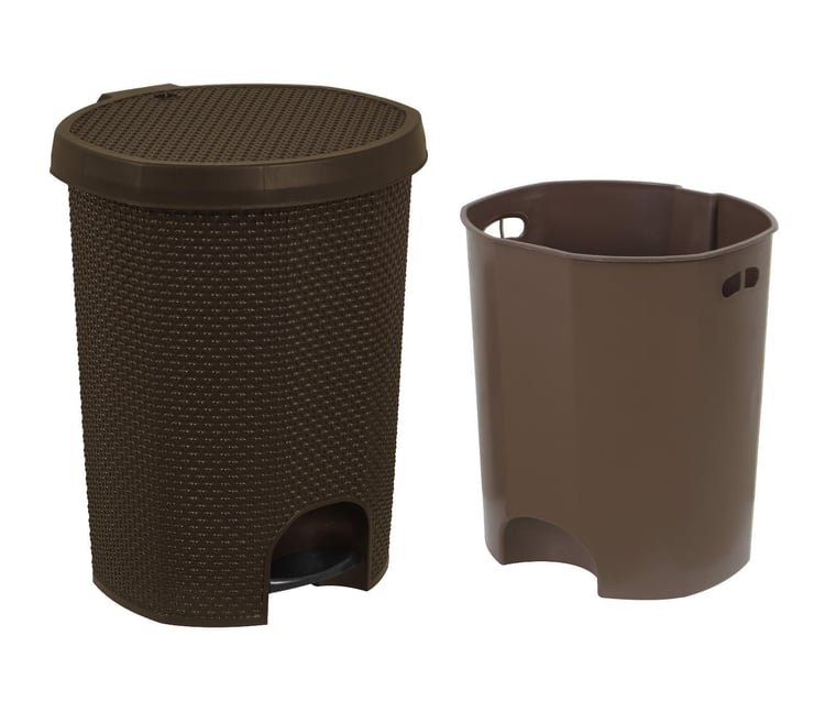 Sağlam Plastik Damla Pedallı Çöp Kovası 2 Nolu İç Kovalı (11 Lt) Kahverengi