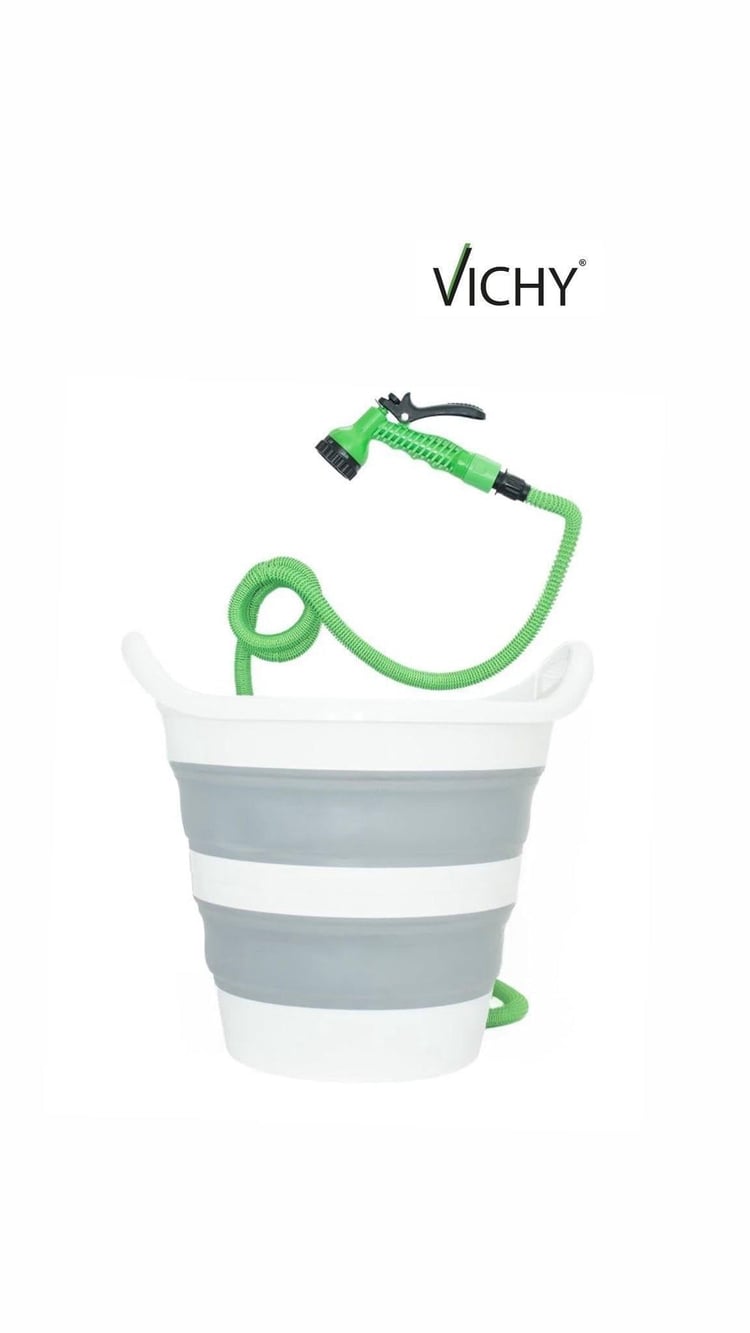 Şarjlı Katlanabilir Yıkama Kovası 15 Litre – Hortumlu, USB Şarjlı, Taşınabilir  GRİ VCH-6560