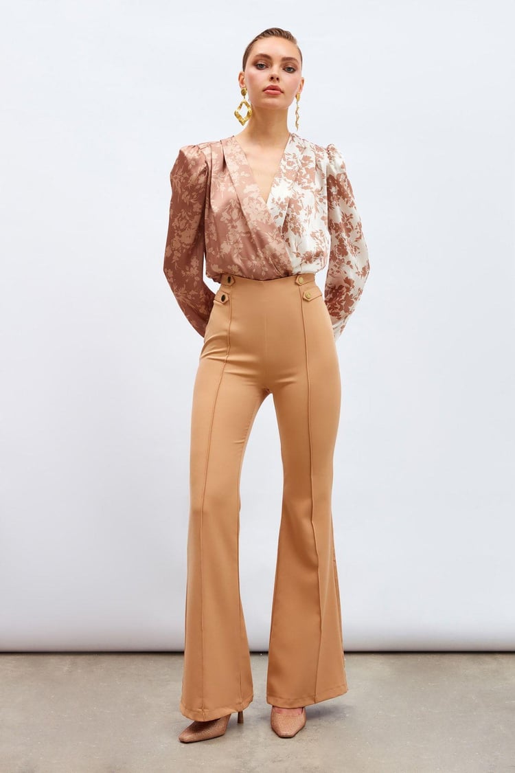 Sateen 139 317 5506 Camel Kadın İspanyol Paca Pantolon