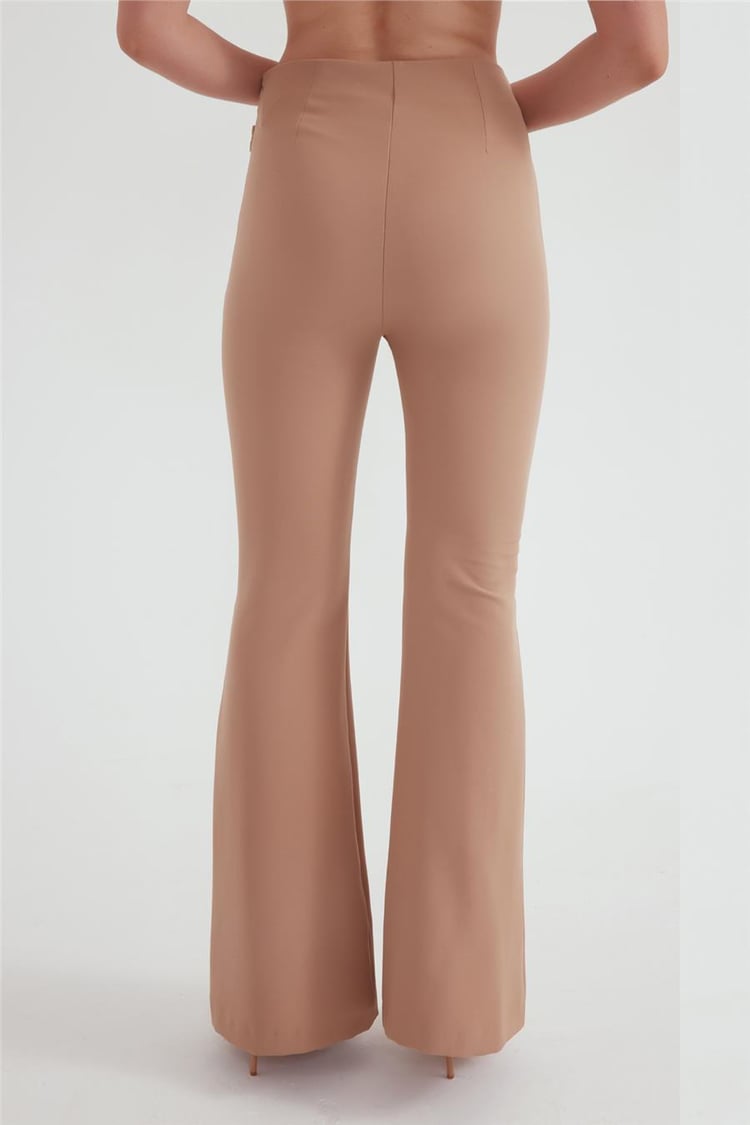 Sateen K24 317-5506 Bej Kadın İspanyol Paça Pantolon
