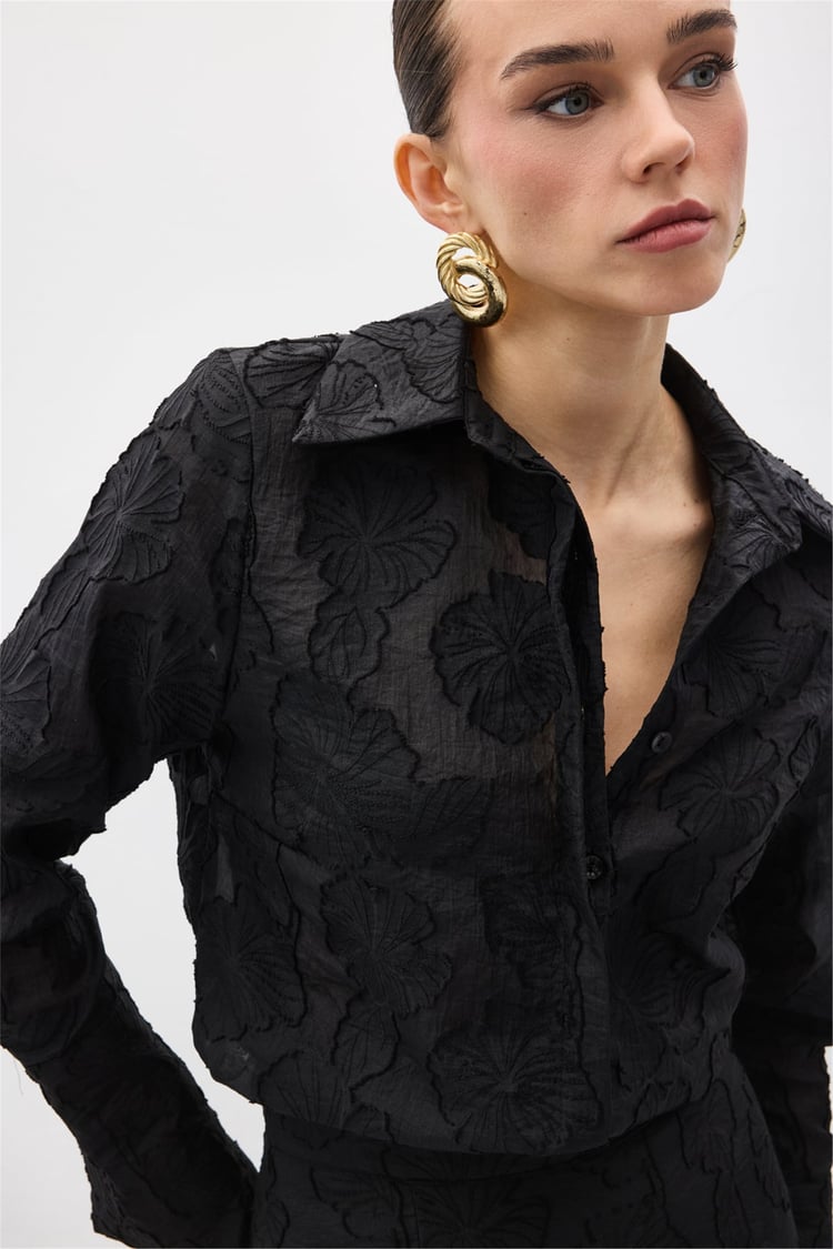 Sateen Y26 2133-2190 Belica Gömlek Siyah