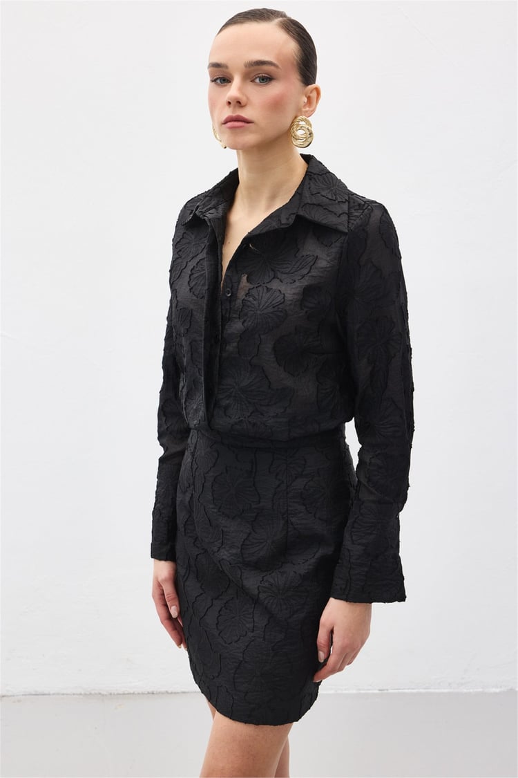 Sateen Y26 2133-2190 Belica Gömlek Siyah
