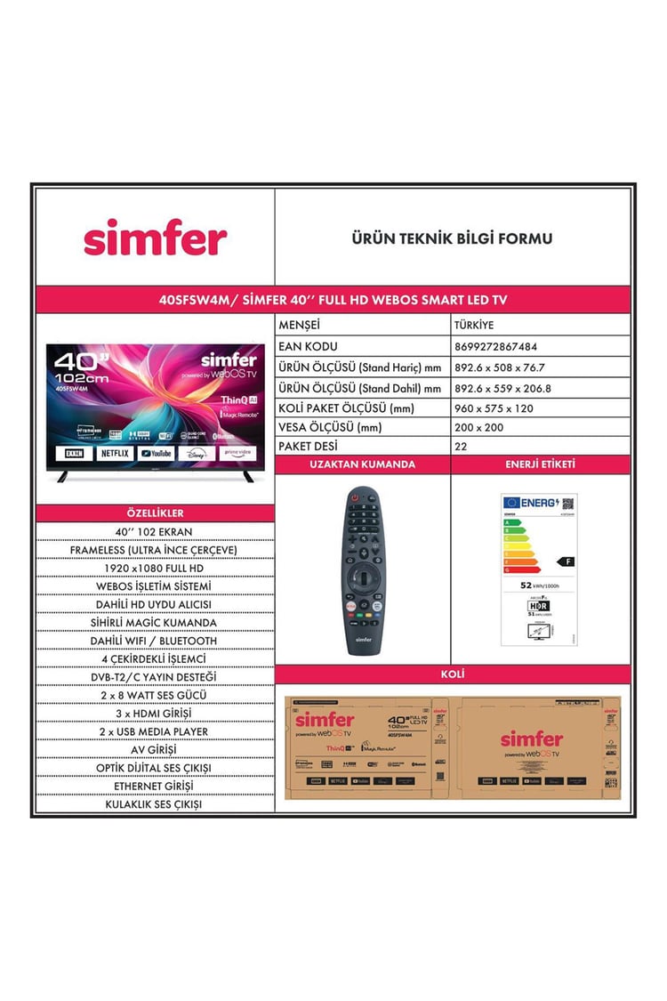 Simfer 40SFSW4M Full HD 40