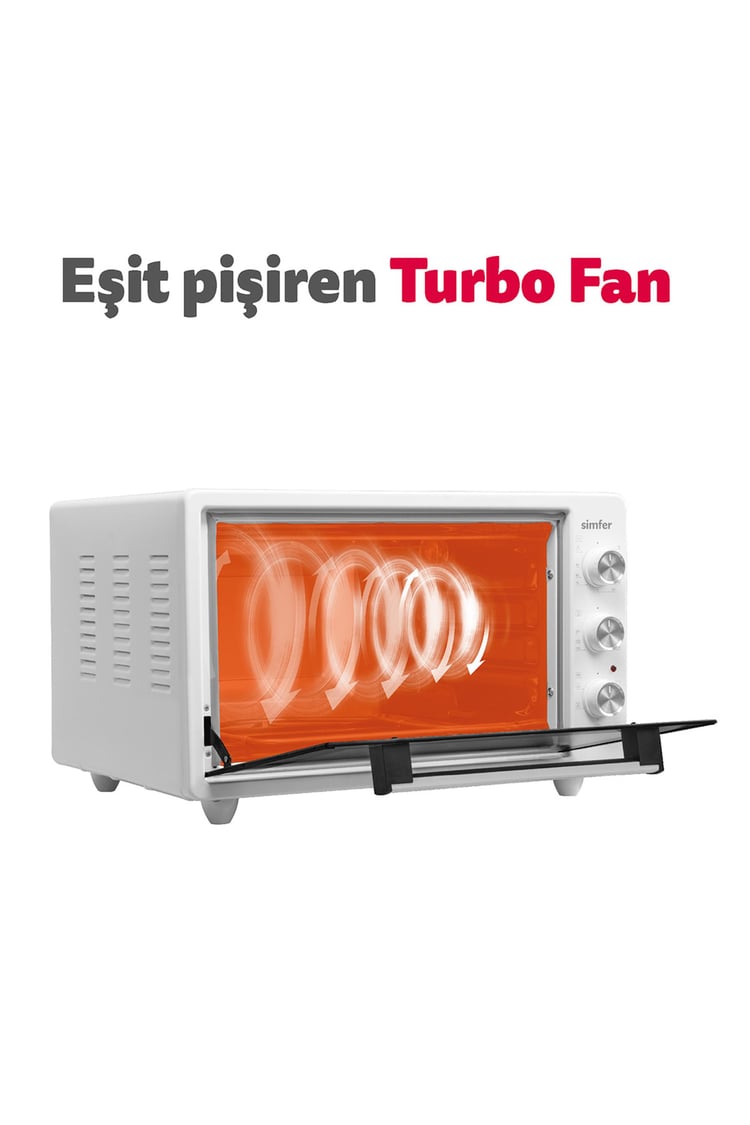 Simfer M-4242 42Litre Beyaz Midi Fırın 6 Fonksiyon Turbo