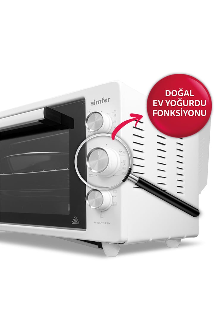 Simfer M-4242 42Litre Beyaz Midi Fırın 6 Fonksiyon Turbo