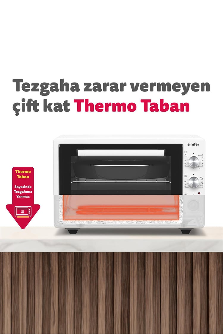 Simfer M-4242 42Litre Beyaz Midi Fırın 6 Fonksiyon Turbo