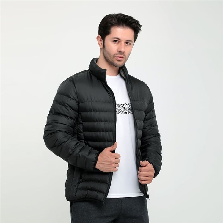 Slazenger Boss Siyah Erkek Şişme Kapşonsuz Kaban