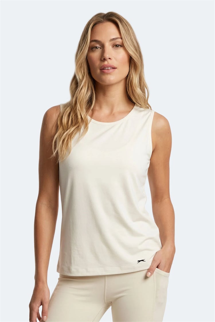 Slazenger Kunde Ekru Kadın Kolsuz T-Shırt