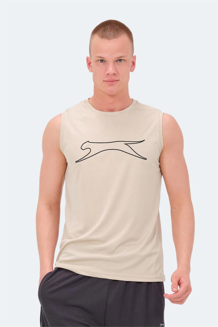 Slazenger Nelu Bej Erkek Bısıklet Yaka Kolsuz Polyester T-Shırt
