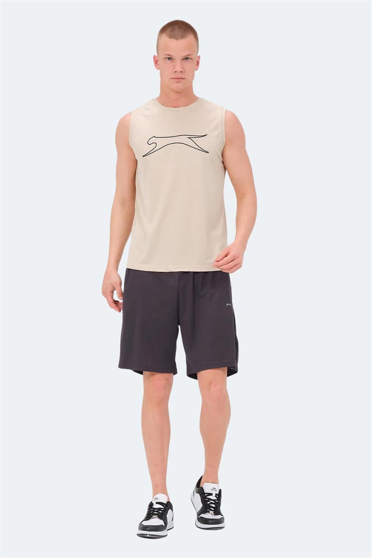 Slazenger Nelu Bej Erkek Bısıklet Yaka Kolsuz Polyester T-Shırt