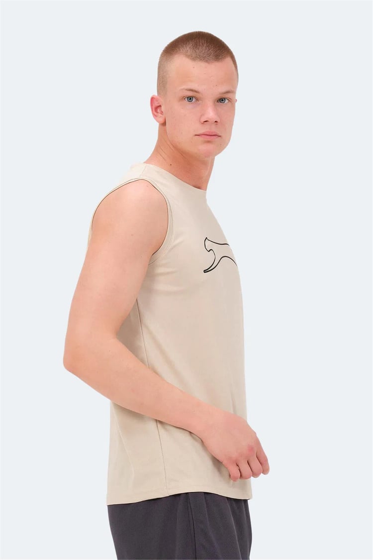 Slazenger Nelu Bej Erkek Bısıklet Yaka Kolsuz Polyester T-Shırt