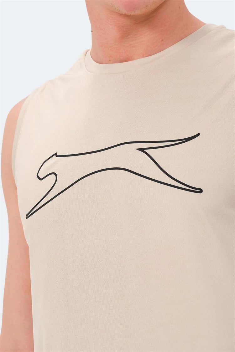 Slazenger Nelu Bej Erkek Bısıklet Yaka Kolsuz Polyester T-Shırt