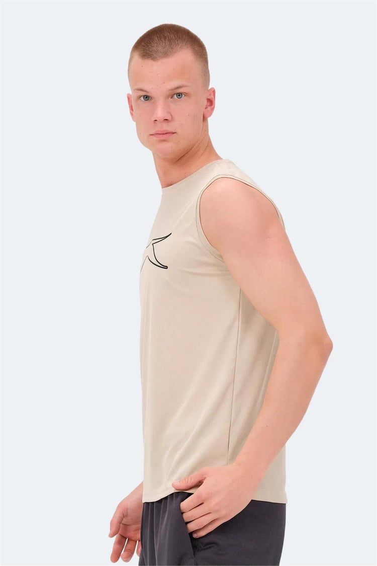 Slazenger Nelu Bej Erkek Bısıklet Yaka Kolsuz Polyester T-Shırt
