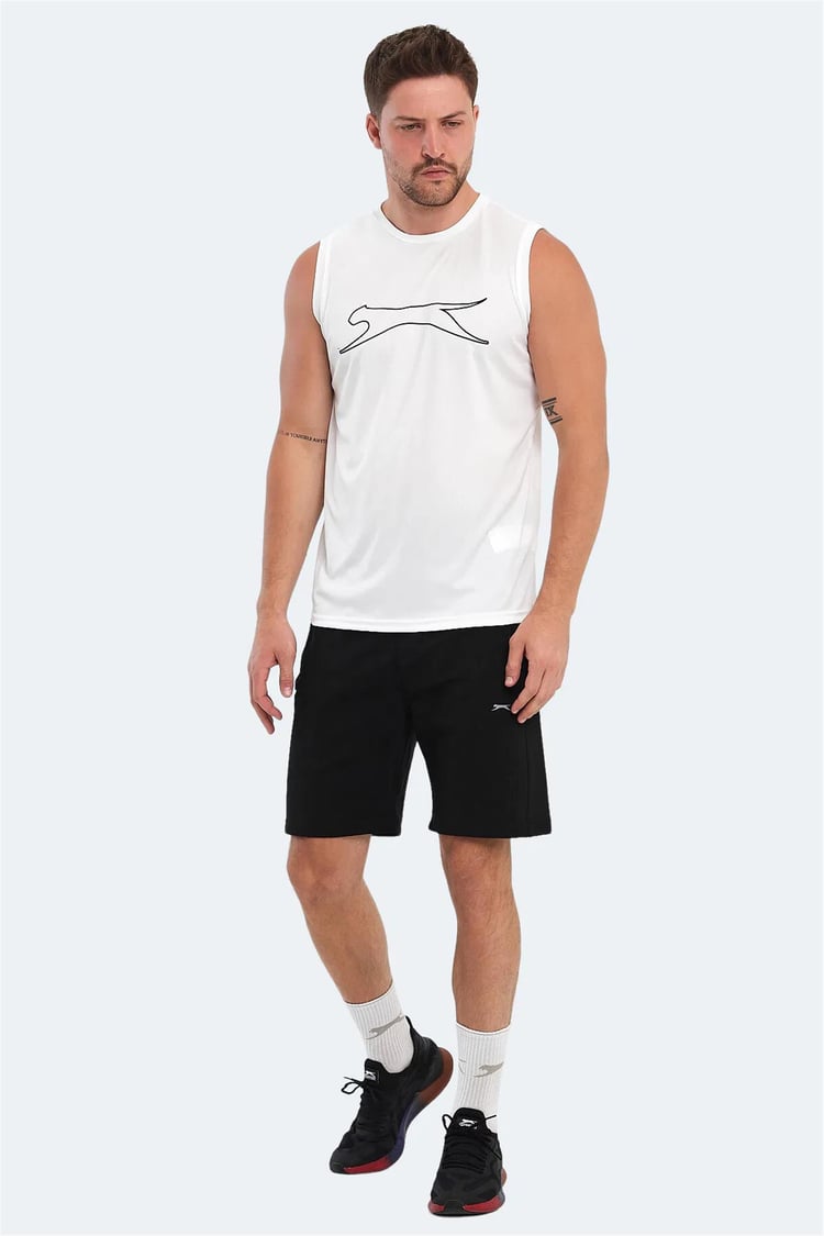 Slazenger Nelu Beyaz Erkek Bısıklet Yaka Kolsuz Polyester T-Shırt