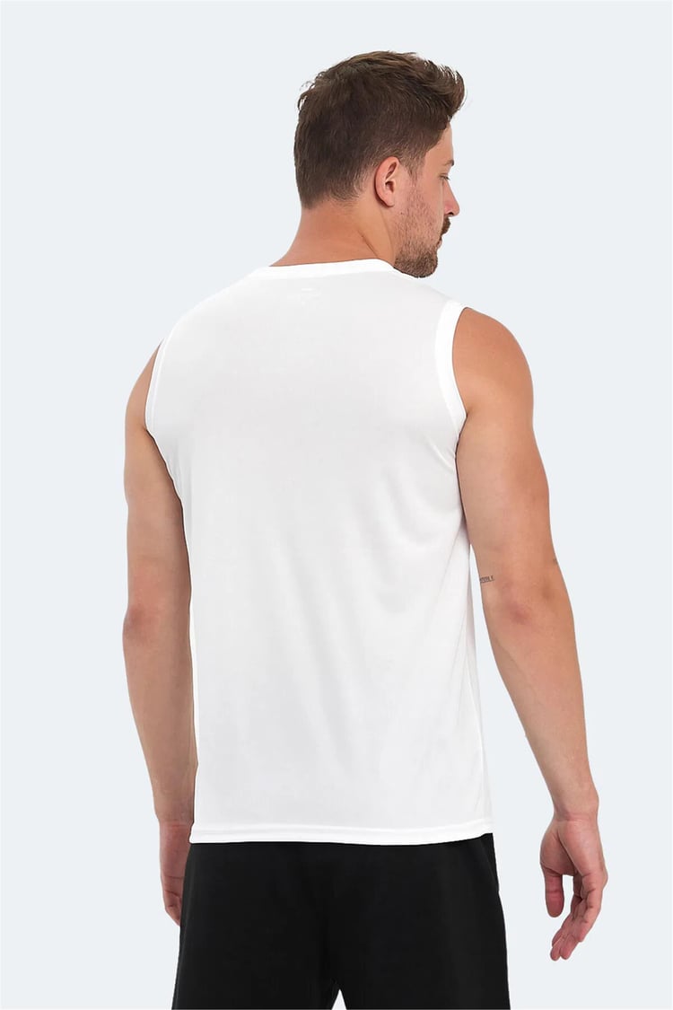Slazenger Nelu Beyaz Erkek Bısıklet Yaka Kolsuz Polyester T-Shırt